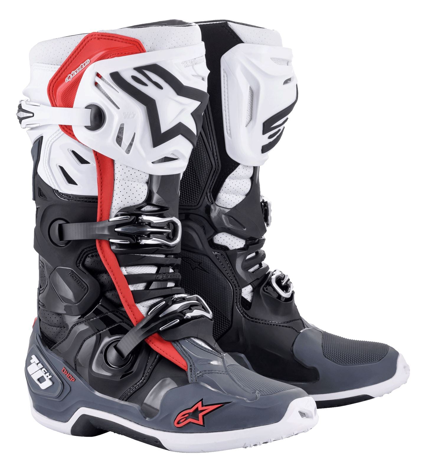 Alpinestars Tech 10 Supervented Motocross Boots Black White Grey Red CLEARANCE